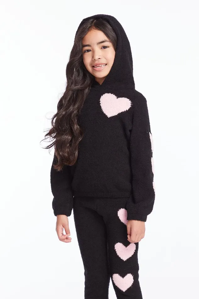 Kids Girls Chaser Brand Sweetie Semi Cropped Shirred Girls Pullover Hoodie