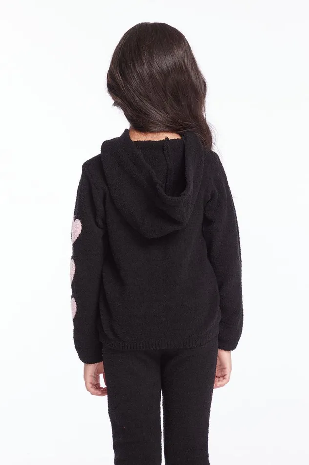 Kids Girls Chaser Brand Sweetie Semi Cropped Shirred Girls Pullover Hoodie