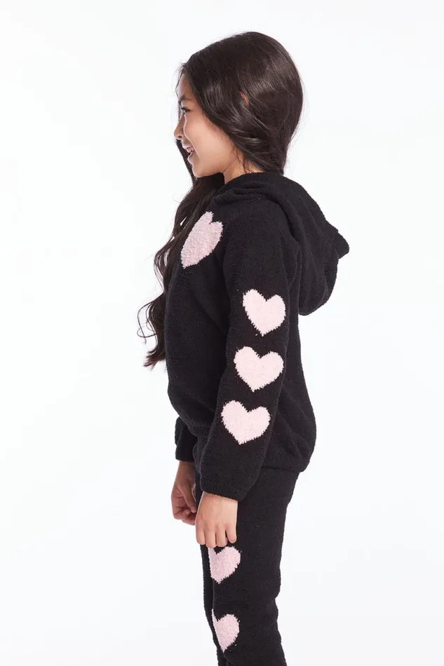 Kids Girls Chaser Brand Sweetie Semi Cropped Shirred Girls Pullover Hoodie