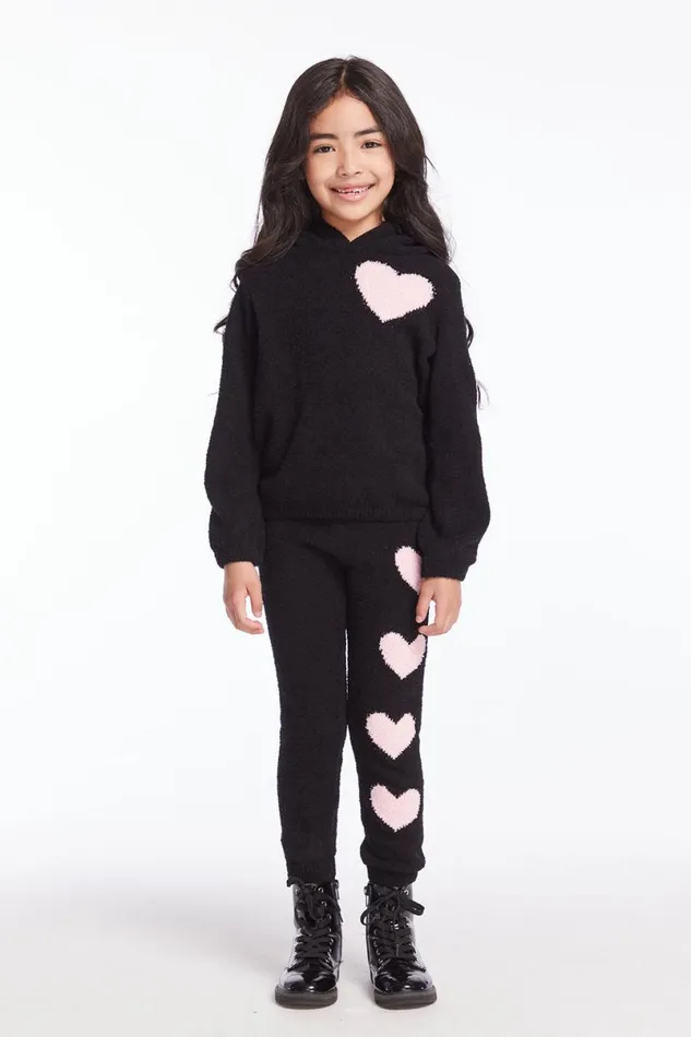 Kids Girls Chaser Brand Sweetie Semi Cropped Shirred Girls Pullover Hoodie