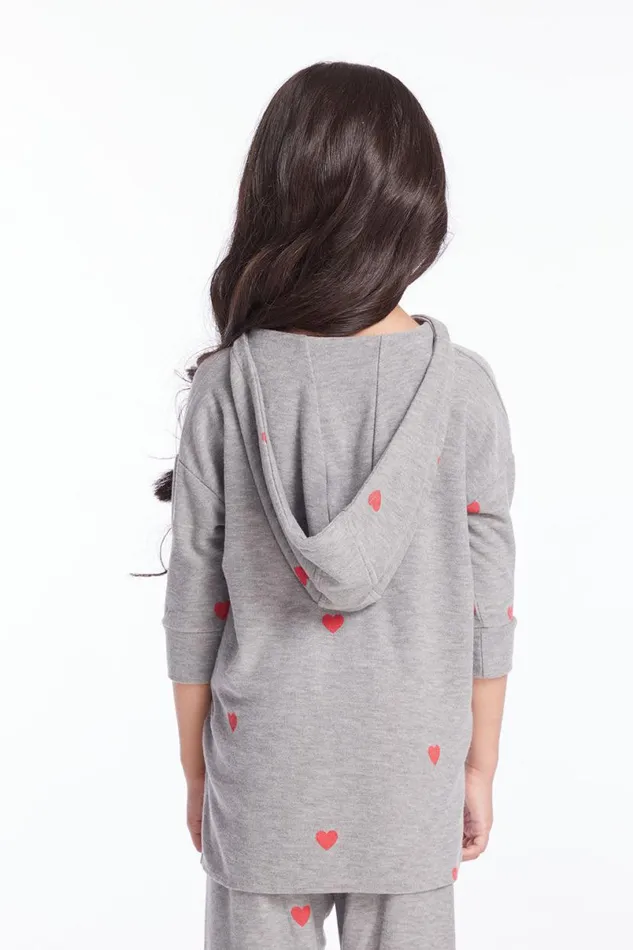 Kids Girls Chaser Brand Tiny Hearts Girls Pullover Hoodie
