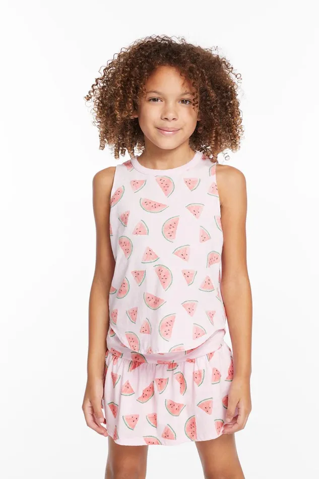 Kids Girls Chaser Brand Watermelon Heaven Girls Vintage Jersey Shirttail Muscle
