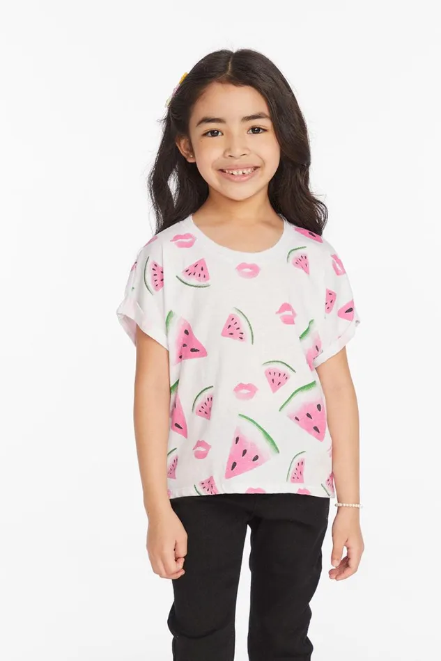 Kids Girls Chaser Brand Watermelon Lips Girls Tee