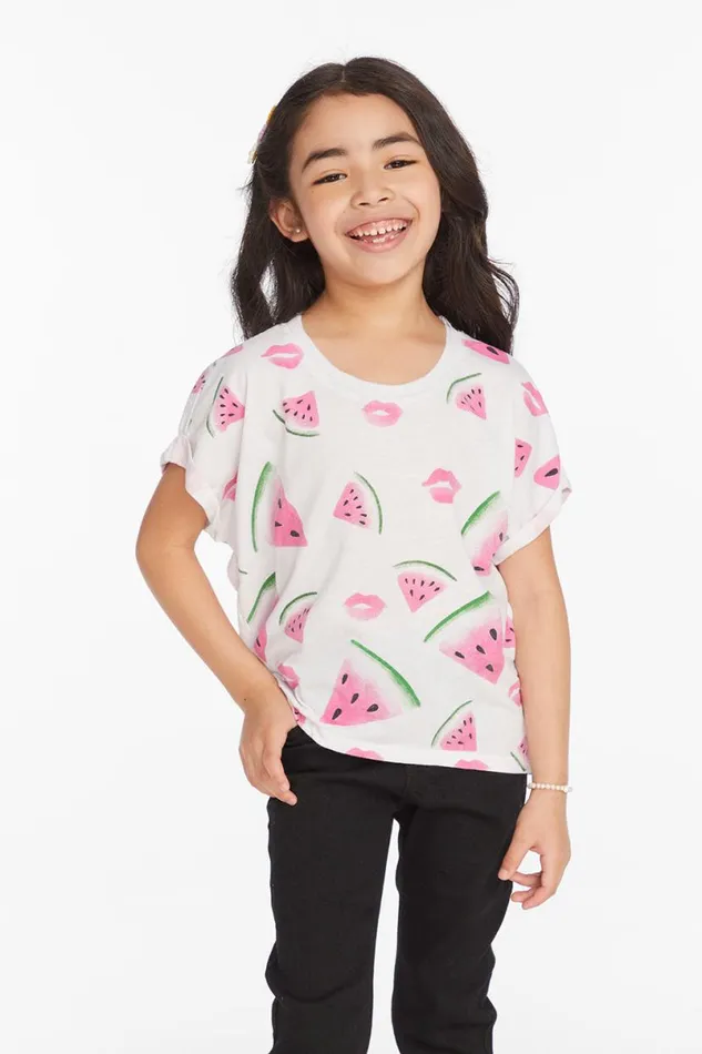 Kids Girls Chaser Brand Watermelon Lips Girls Tee