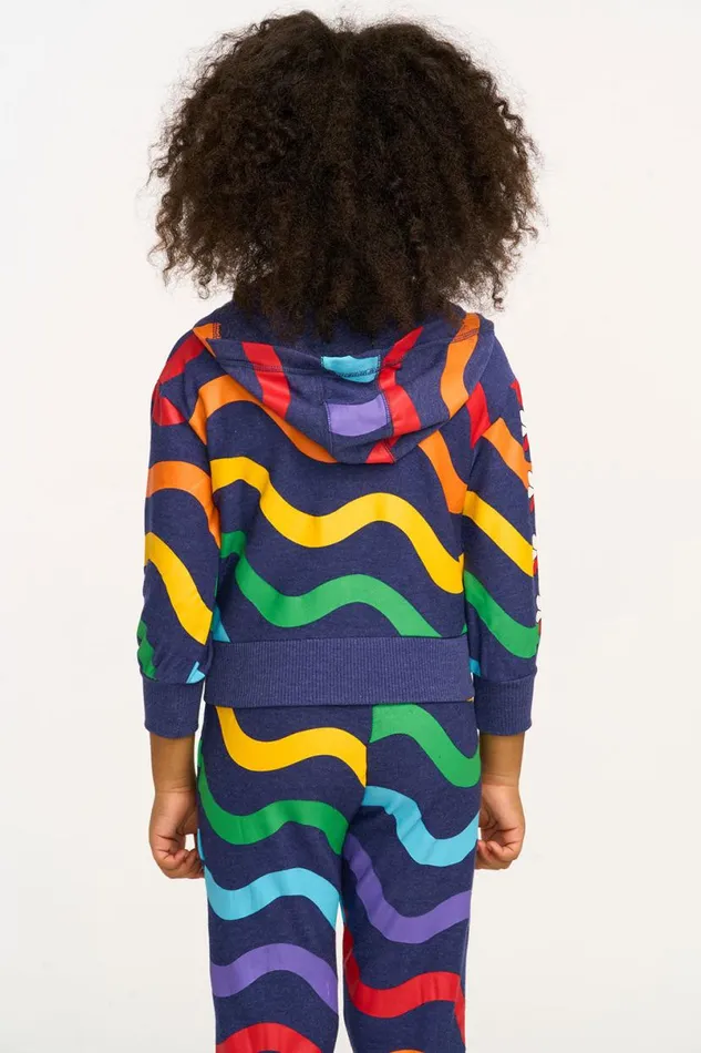 Kids Girls Chaser Brand Wavy Flower Rainbow Zipup Hoodie