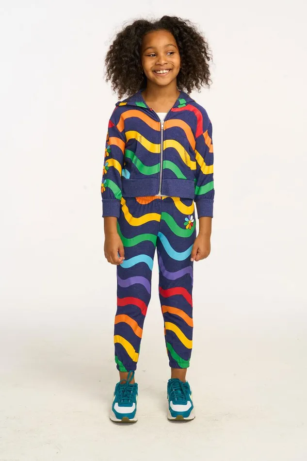 Kids Girls Chaser Brand Wavy Rainbow Slouchy Pant