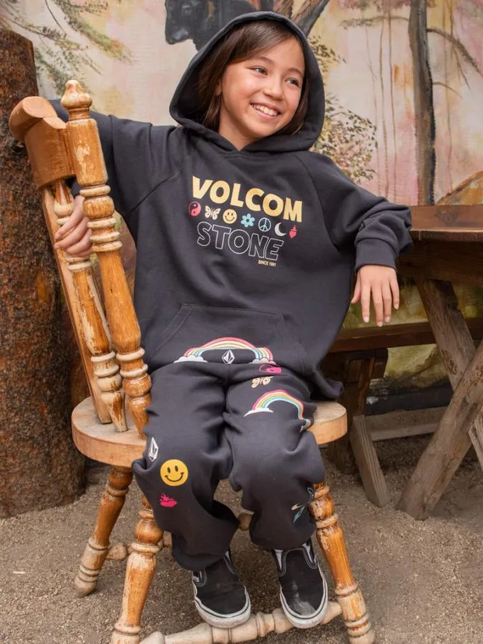 Kids Hoodies and Sweatshirts Volcom Girls Truly Stoked Boyfriend Hoodie 8211 Vintage Black