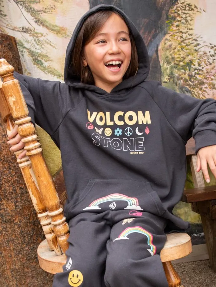 Kids Hoodies and Sweatshirts Volcom Girls Truly Stoked Boyfriend Hoodie 8211 Vintage Black