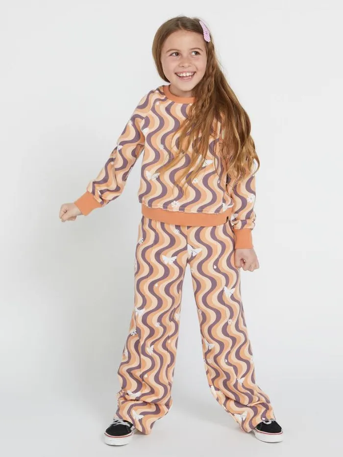 Kids Hoodies and Sweatshirts Volcom Girls Truly Stokin Crew Sweatshirt 8211 Wild Ginger