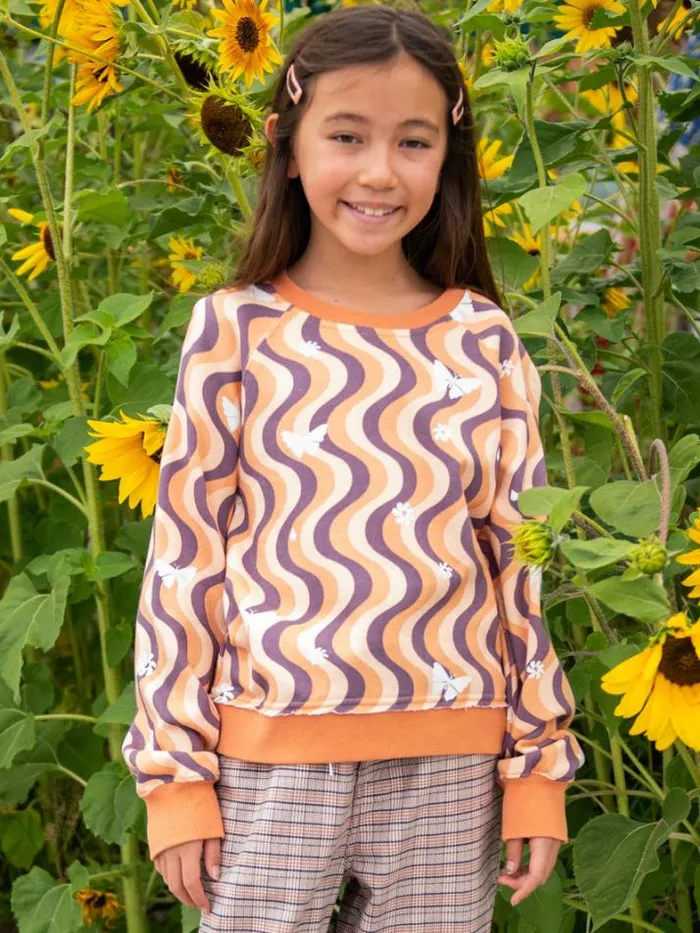 Kids Hoodies and Sweatshirts Volcom Girls Truly Stokin Crew Sweatshirt 8211 Wild Ginger