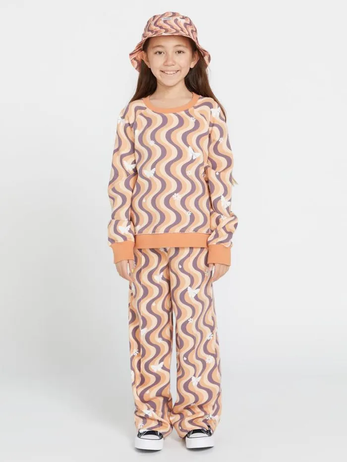 Kids Hoodies and Sweatshirts Volcom Girls Truly Stokin Crew Sweatshirt 8211 Wild Ginger