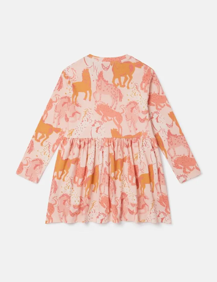 Kids Horse Print LongSleeve Dress Peach Pink Stella McCartney Dresses and Jumpsuits