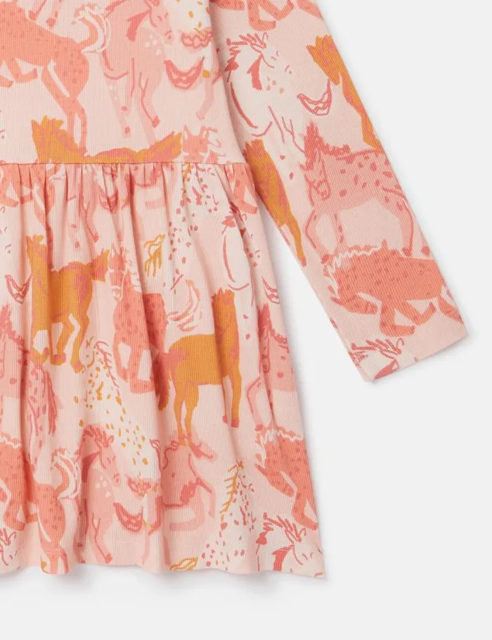 Kids Horse Print LongSleeve Dress Peach Pink Stella McCartney Dresses and Jumpsuits