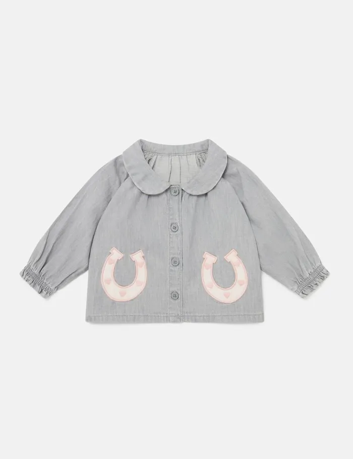 Kids Horseshoe Appliqu Blouse Grey Stella McCartney Baby Girls