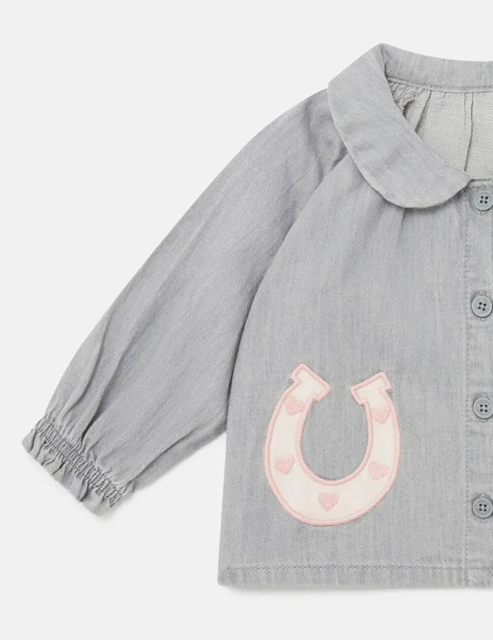 Kids Horseshoe Appliqu Blouse Grey Stella McCartney Baby Girls Kids Horseshoe Appliqu Blouse Grey Stella McCartney Baby Girls