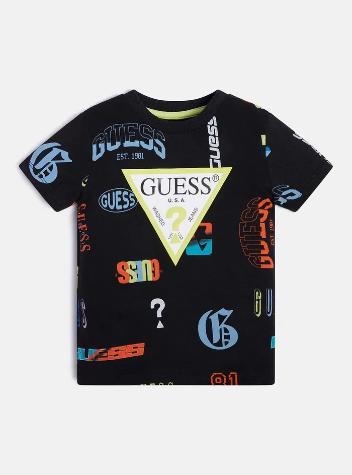 Kids Little Boy GUESS Black Logo Print Active Tshirt 27