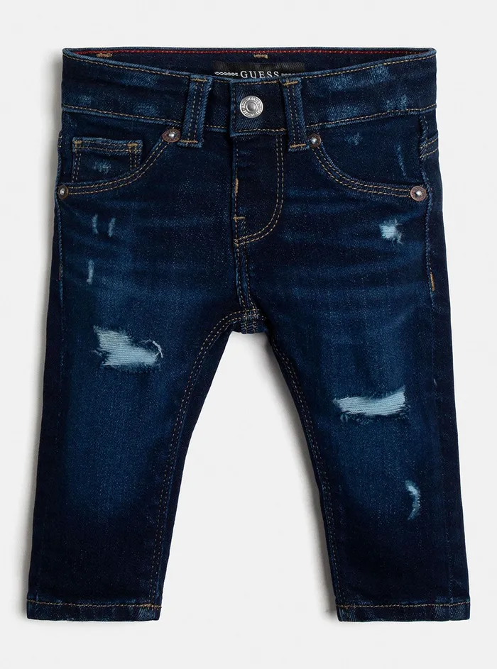 Kids Little Boy GUESS Eco Blue Denim Letters Slim Pants 27
