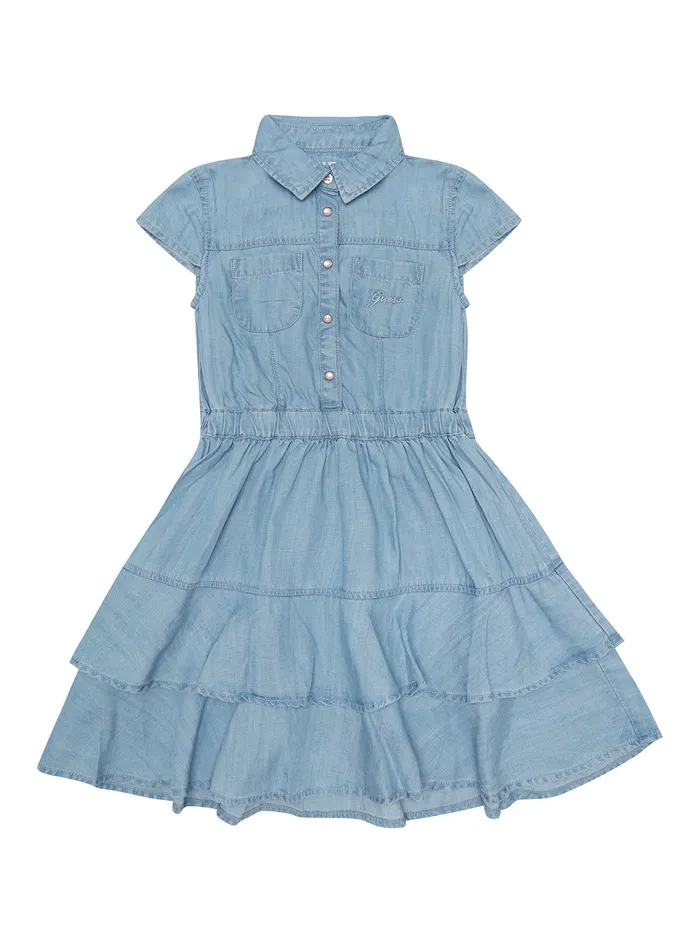 Kids Little Girl GUESS Blue Wash Denim Dress 27