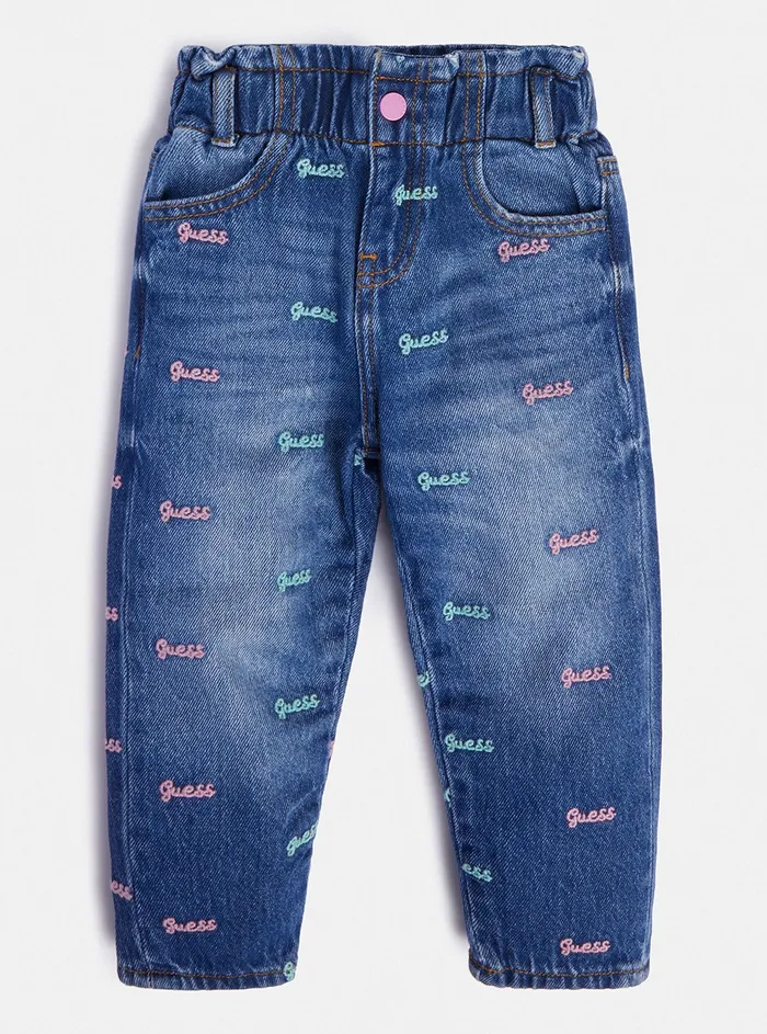 Kids Little Girl GUESS Denim Pastel Logo Pants 27