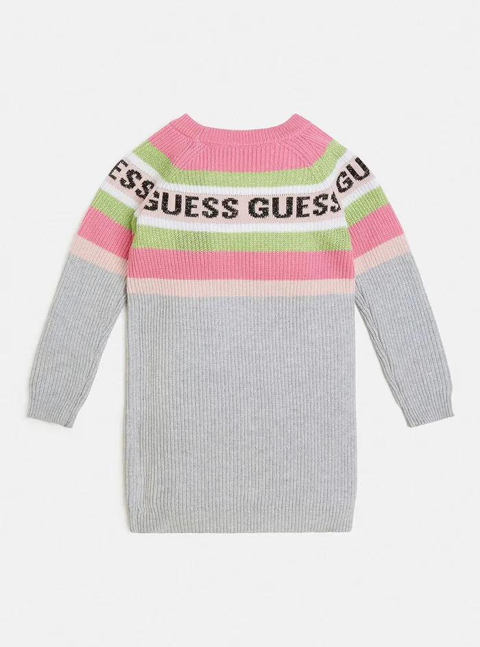 Kids Little Girl GUESS Grey Pink Knit Logo Dress 27 Kids Little Girl GUESS Grey Pink Knit Logo Dress 27