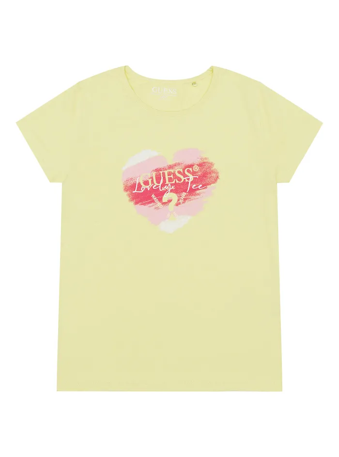 Kids Little Girl GUESS Lime Heart Logo Tshirt 27