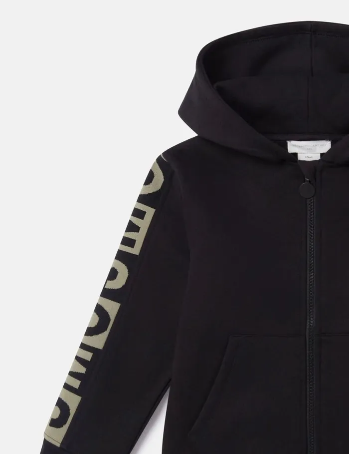 Kids Logo Graphic Hooded Zipper Sweatshirt Black Stella McCartney TShirts And Sweatshirt