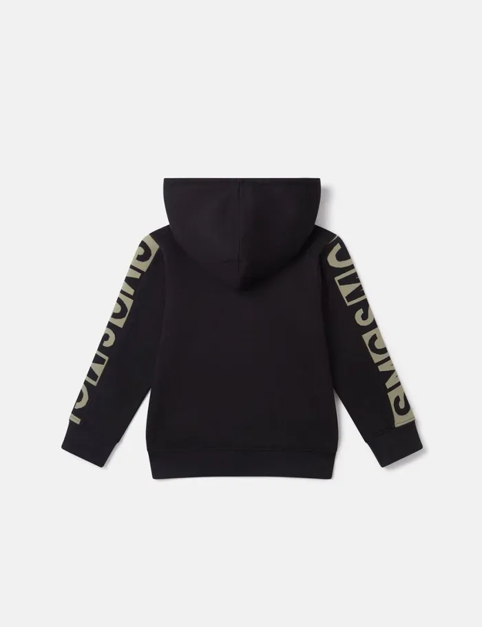 Kids Logo Graphic Hooded Zipper Sweatshirt Black Stella McCartney TShirts And Sweatshirt