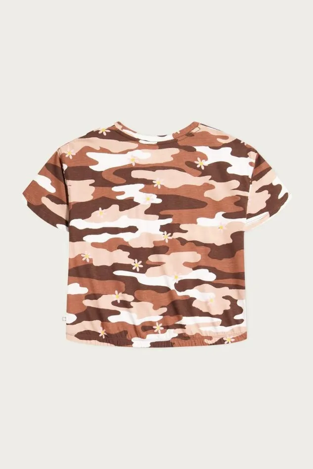 Kids Lucky Brand Girls Camo Tee Dark Brown
