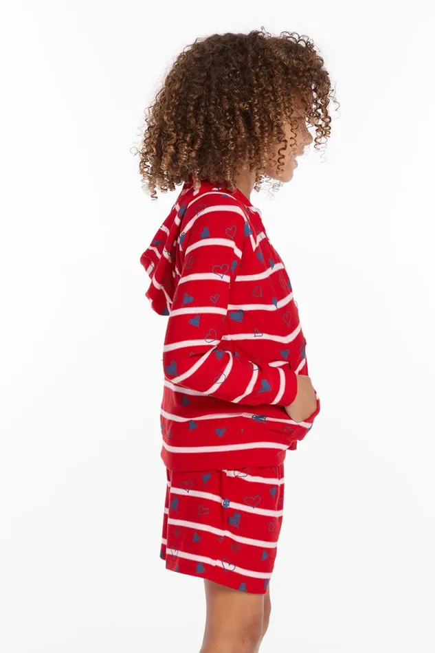 Kids Matchy Match Chaser Brand Heart Stripe Girls Zipup Hoodie