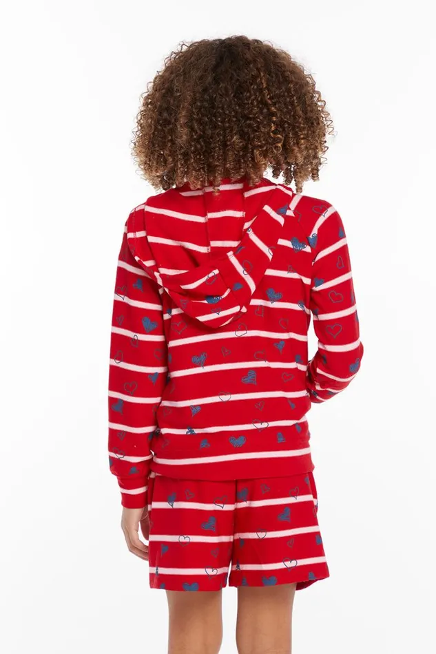 Kids Matchy Match Chaser Brand Heart Stripe Girls Zipup Hoodie