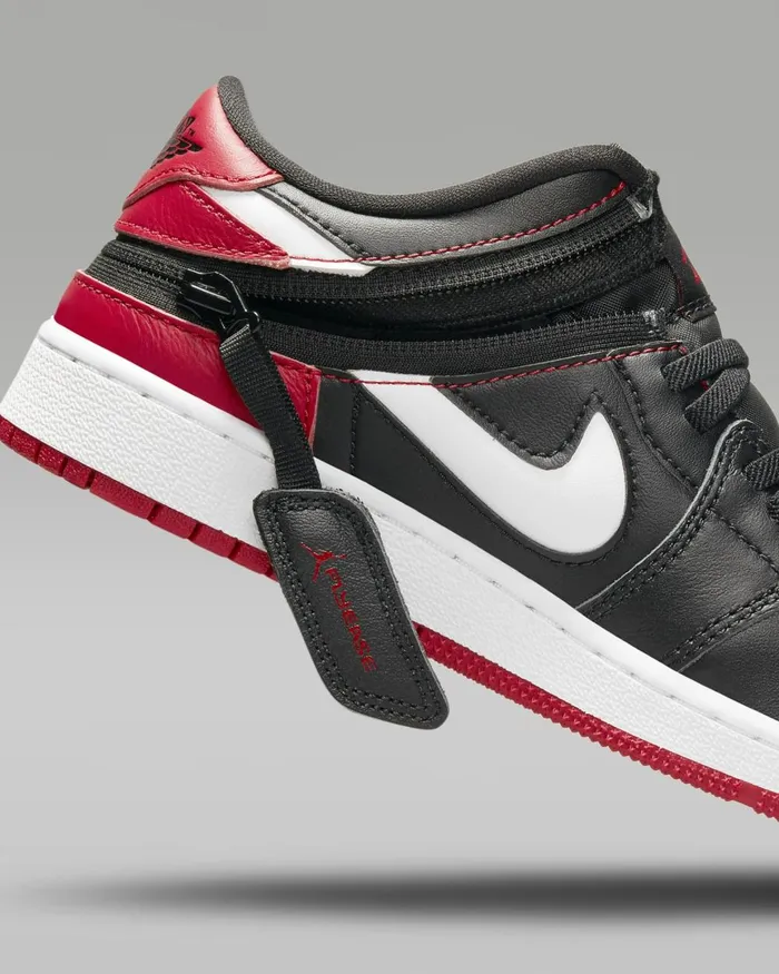 Kids Nike All Shoes Air Jordan 1 Low FlyEase Blackwhitegym Red