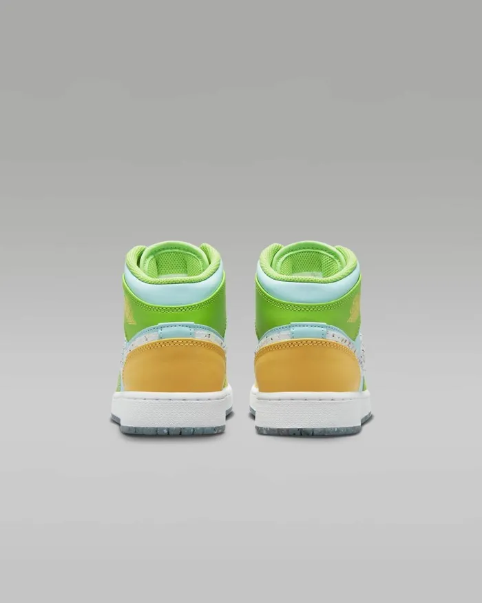 Kids Nike Jordan Air Jordan 1 Mid SE Glacier Icecitron Pulseaction Greenwhite