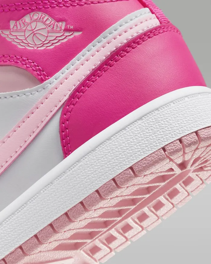 Kids Nike Jordan Jordan 1 Mid Whitefierce Pinkmedium Soft Pink