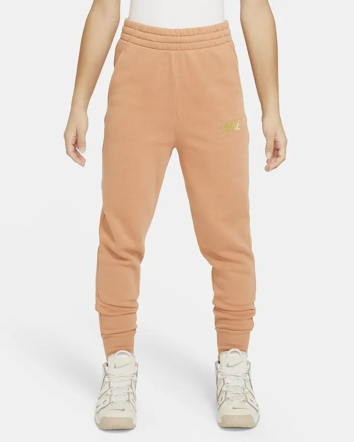 Kids Nike Trousers And Leggings Sportswear Club Fleece Amber Brownmetallic Gold