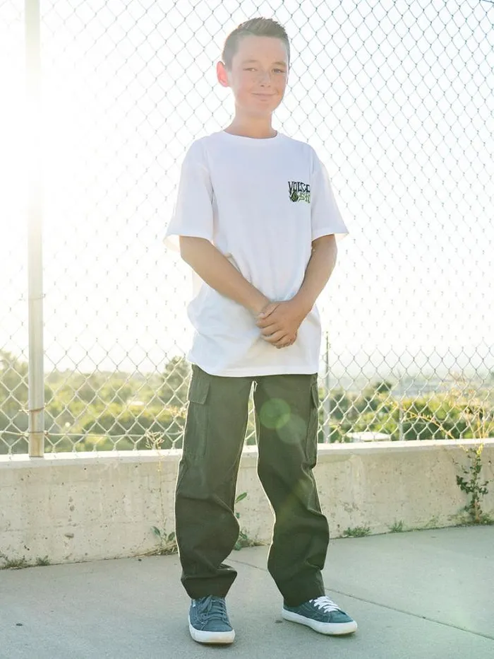 Kids Pants Volcom Big Boys March Cargo Elastic Waist Pants 8211 Squadron Green