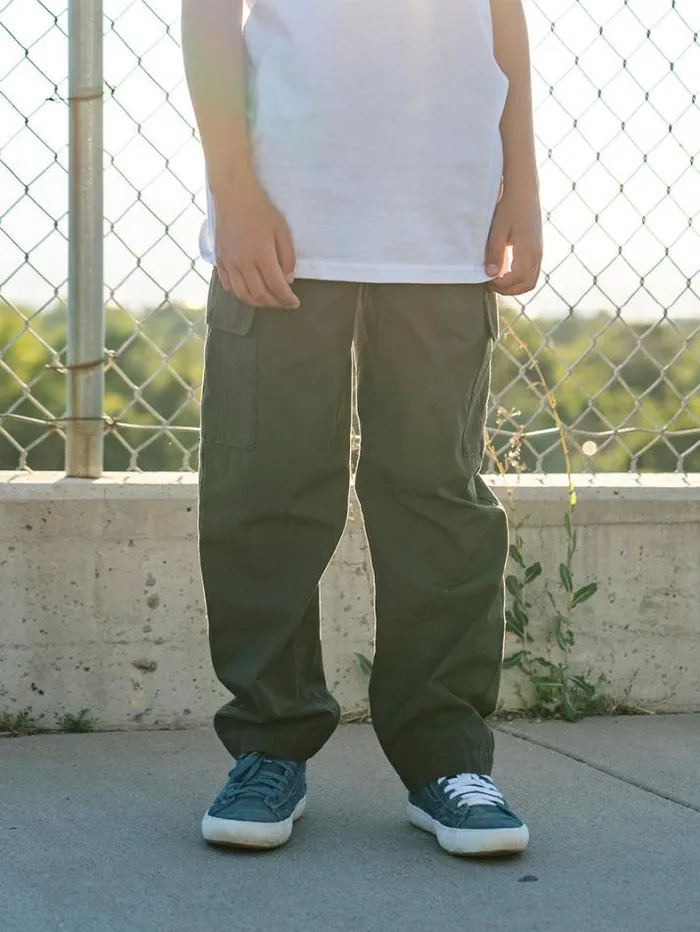 Kids Pants Volcom Big Boys March Cargo Elastic Waist Pants 8211 Squadron Green