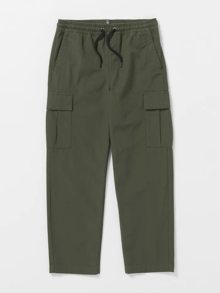 Kids Pants Volcom Big Boys March Cargo Elastic Waist Pants 8211 Squadron Green