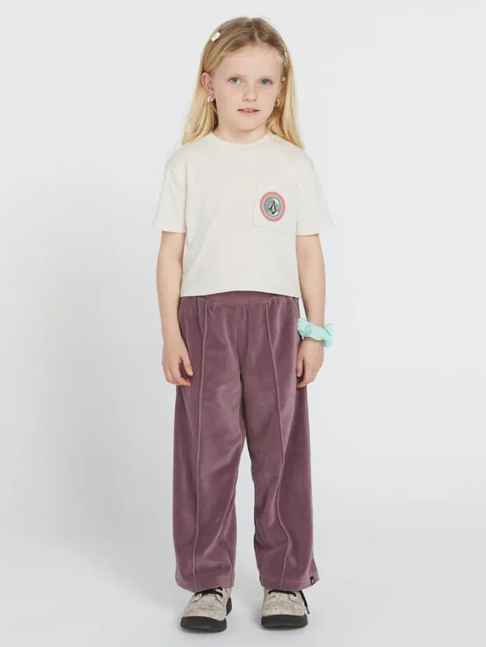 Kids Pants Volcom Girls Lived In Lounge Velour Elastic Waist Fleece Pants 8211 Acai