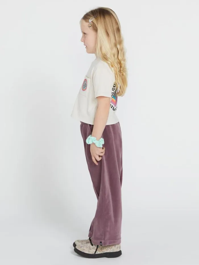 Kids Pants Volcom Girls Lived In Lounge Velour Elastic Waist Fleece Pants 8211 Acai