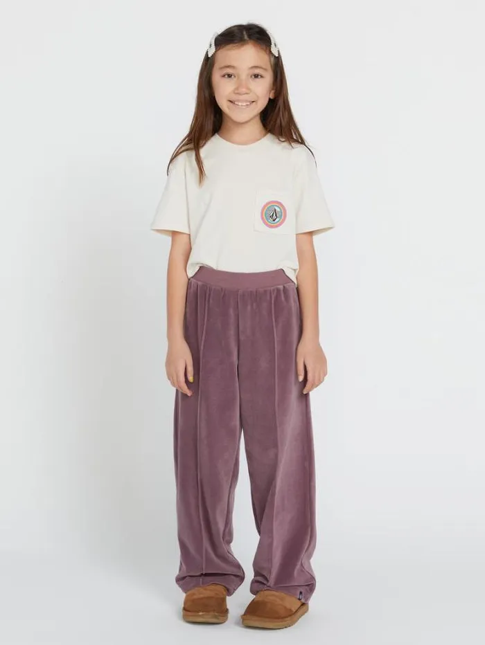 Kids Pants Volcom Girls Lived In Lounge Velour Elastic Waist Fleece Pants 8211 Acai