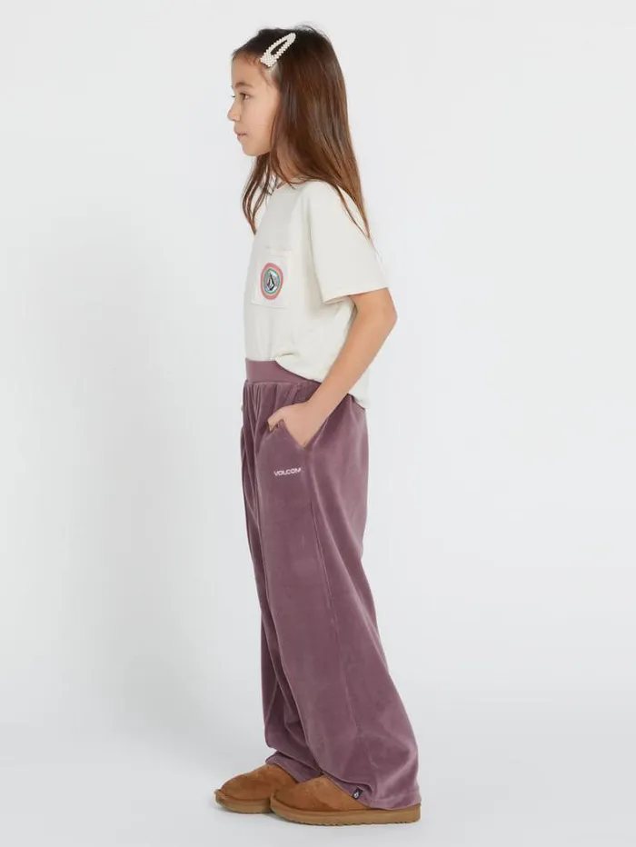 Kids Pants Volcom Girls Lived In Lounge Velour Elastic Waist Fleece Pants 8211 Acai