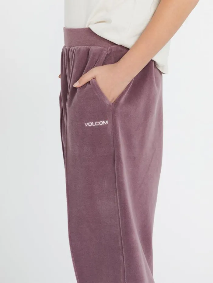 Kids Pants Volcom Girls Lived In Lounge Velour Elastic Waist Fleece Pants 8211 Acai