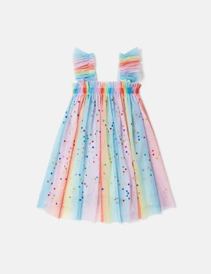 Kids Rainbow Pleated Tulle Dress Multicolour Stella McCartney Dresses and Jumpsuits