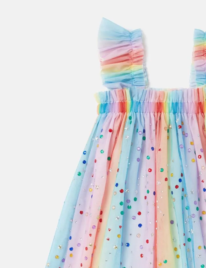 Kids Rainbow Pleated Tulle Dress Multicolour Stella McCartney Dresses and Jumpsuits