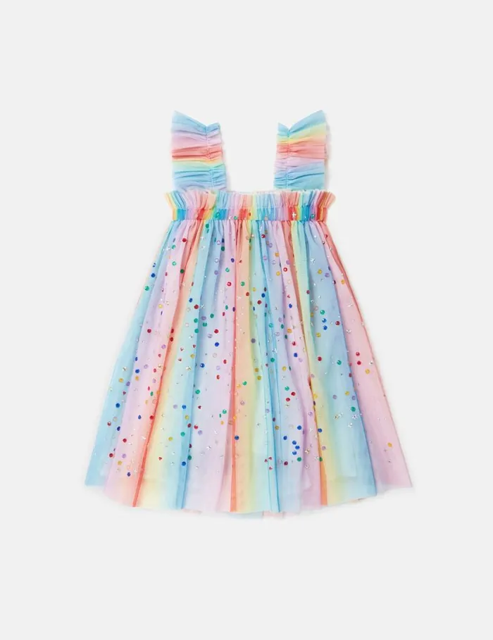 Kids Rainbow Pleated Tulle Dress Multicolour Stella McCartney Dresses and Jumpsuits