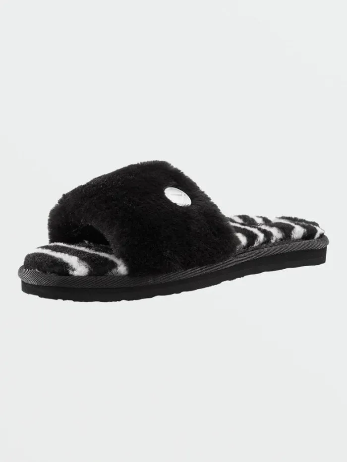 Kids Sandals Volcom Girls Lived In Lounge Slippers 8211 Black White