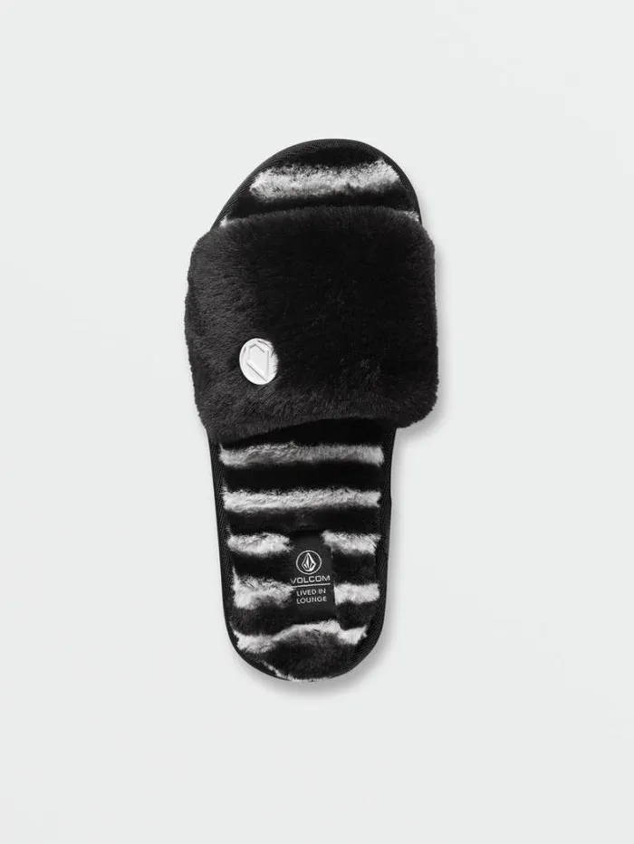 Kids Sandals Volcom Girls Lived In Lounge Slippers 8211 Black White