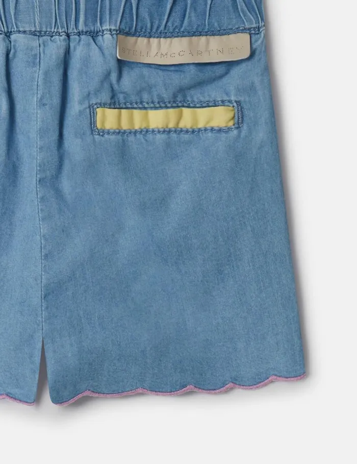Kids Scalloped Edge Chambray Shorts Blue Stella McCartney Baby Girls Kids Scalloped Edge Chambray Shorts Blue Stella McCartney Baby Girls