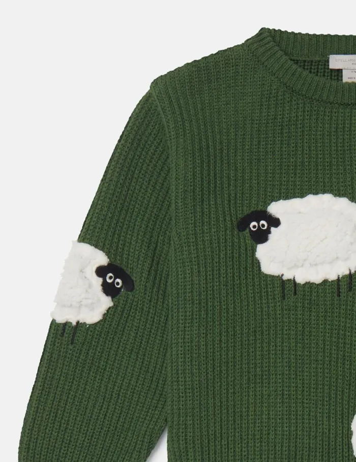 Kids Sheep Appliqu Sweater Green Stella McCartney TShirts And Sweatshirt Kids Sheep Appliqu Sweater Green Stella McCartney TShirts And Sweatshirt
