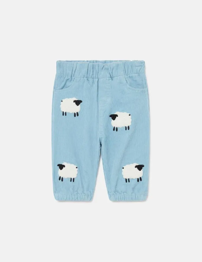 Kids Sheep Pattern Denim Pants Blue And White Stella McCartney Baby Boys